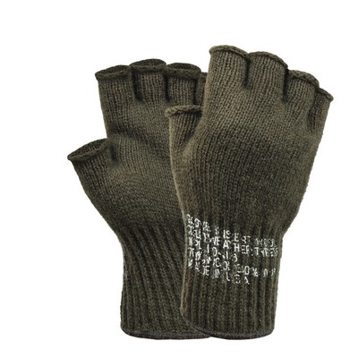 G.I. Olive Drab Military Fingerless Wool Gloves