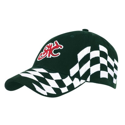 Brushed Heavy Cotton Cap w/Checks (Embroidered)