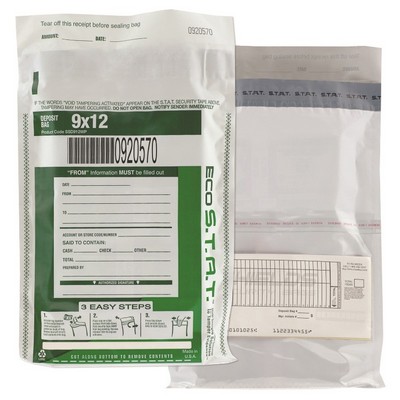 Eco Stat Cash, Evidence, Deposit, Security Bag w/ Pocket (9" x 12")