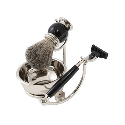 Black Enamel & Chrome Shaving Set