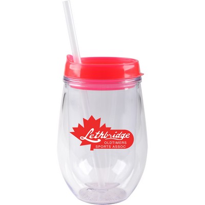 10 Oz. Bev2Go Acrylic Double Wall Tumbler w/Straw