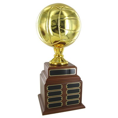 19" Gold Volleyball Perpetual Trophy w/8" Gold Ball