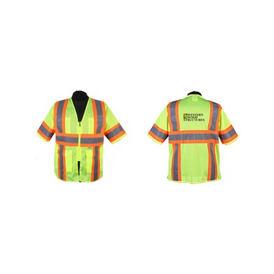 Green safety vest, ANSI class 3, (med-5xl)