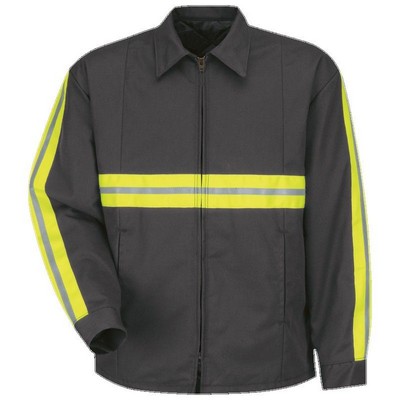 Red Kap™ Enhanced Visibility Perma-Lined Jacket - Charcoal Gray/Yellow/Silver