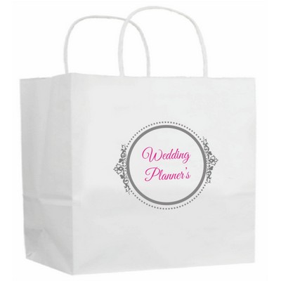 White Kraft Paper Shopping Bags 2C1S (13"x7"x13")