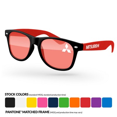 2-Tone Retro Sunglasses W/ 1 Color Lens & Temple Imprints