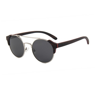 Rounded Ebony Wood Sunglasses