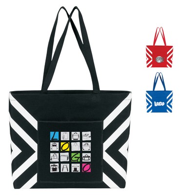 Geometric Print Accent Tote