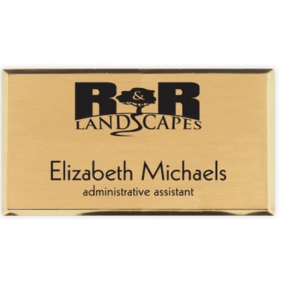 Engraved Metallic Name Badge - Gold, 3" x 1½"