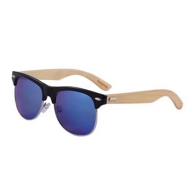 Bamboo Sunglasses - Ice-Blue Mirrored Lenses