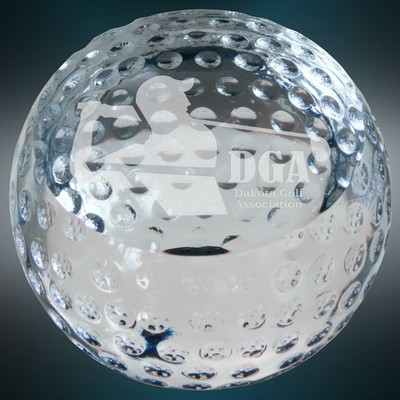 3 1/8" Crystal Golf Ball Paperweight Award