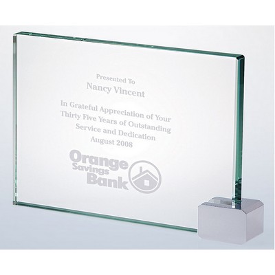 Jade Glass Award with Chrome Rectangle Holder (8"x6")