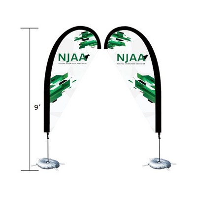 9' Single sided fiber glass and aluminum teardrop flag