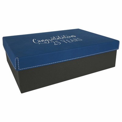 11 3/4" x 7 3/4" Blue/Silver Leatherette Gift Box