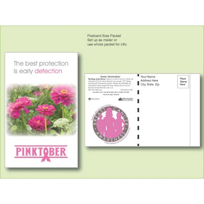 Zinnia Pink Illumination Flower Seed Packet - - Postcard Mailer Size (4" x 6.5")