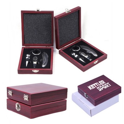 4-Piece Wine Accessory Gift Set w/Wood Box