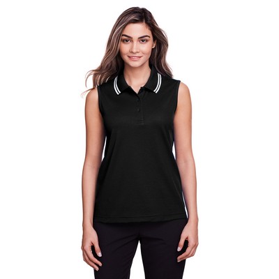 Devon and Jones CrownLux Performance? Ladies' Plaited Tipped Sleeveless Polo