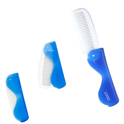 Blue Folding Comb w/Mirror