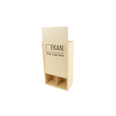 Wooden Double Wine Box with Sliding Lid with divider - 13" x 7.125" x 3.5" ID - Baltic Birch