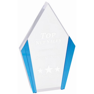 Diamond Acrylic Award with Blue Edges (4 3/4" x 7 1/2")