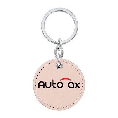 Round Shape Pink Leather Key Chain (Domestic Production)