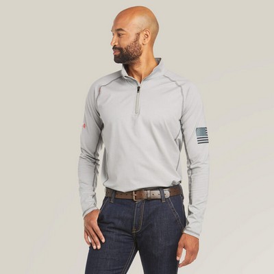 FR Combat Stretch Patriot ¼ Zip Work Long Sleeve Silver Fox Shirt