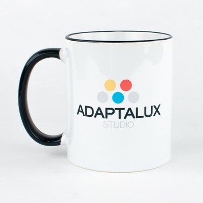 11 oz. White Ceramic Coffee Mug with Colored Rim/Handle - Sublimation