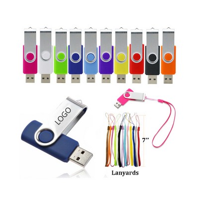 2GB Swivel USB Drive With Lanyard