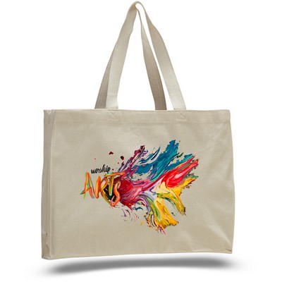 12 Oz. Natural Canvas Tote Bag w/ Full Gusset - Full Color Transfer (15"x12"x4")