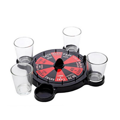 Roulette Turntable Drinking Game w/4 Glasses