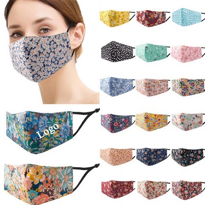 4-layer Patterns Floral Cotton Face Mask With Pocket For Filter