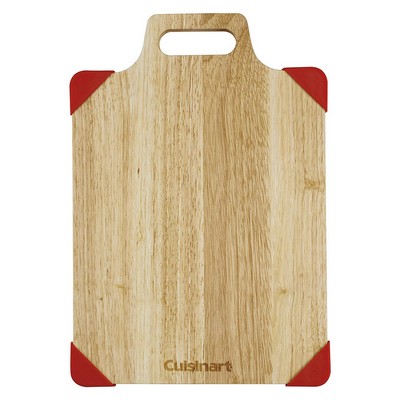 Cuisinart 15" Rubberwood Cutting Board w/Red Silicone Edges