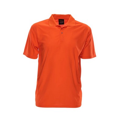 Birdseye® 3 Button Placket Polo Shirt - No Pocket/Fluorescent Red Orange