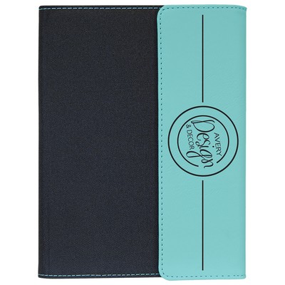 7" x 9" Teal Leatherette & Black Canvas Portfolio