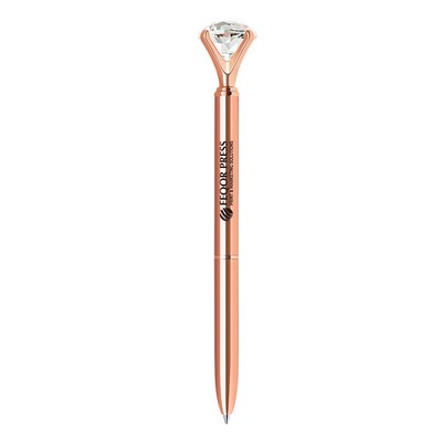 Diamond crystal rose gold color twist action metal ballpoint pen