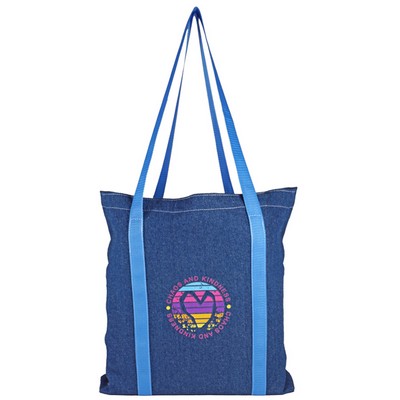 Full Side Gusset Denim Tote, with Full Wrap Handles