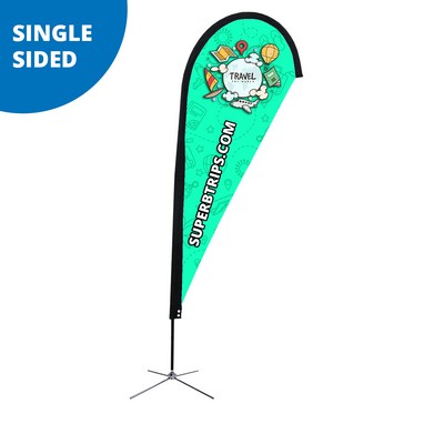 9' Teardrop Flag - Single Sided w/Chrome X Base (Medium)