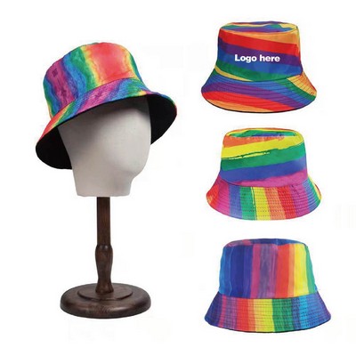 100% Premium Cotton Blend Twill Outdoor Rainbow Bucket Hat