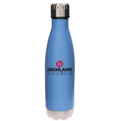 17 Oz. Glacier Satin Pastel Blue Vacuum Insulated Stainless Steel Double Wall Sports Water Bottle