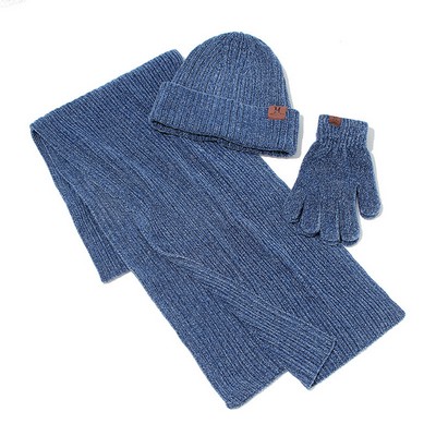 Chenille Scarf Gloves Hat Three-piece Set