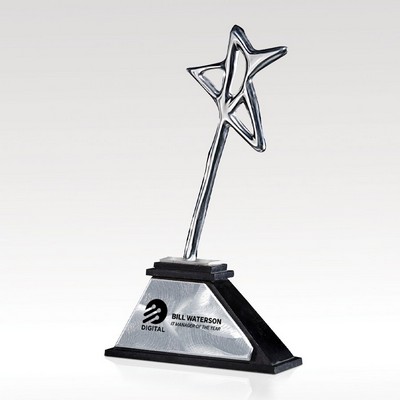 Chrome Star Award on Black Marble Base