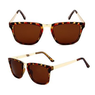 Metal Temple Plastic Frame Sunglasses