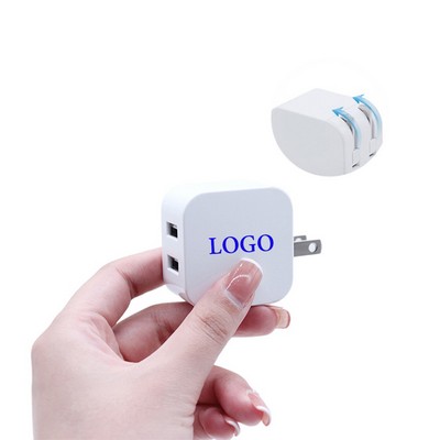 5V 2.4A Dual Port USB Charger with Foldable Plug