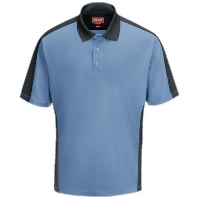 Red Kap™ Men's Performance Knit® Two-Tone Polo - Medium Blue/Charcoal Gray