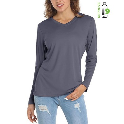 Repreve Women's 100% rPET Polyester Performance V-Neck T-Shirt