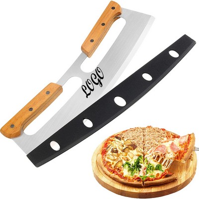 Pizza Cutter Rocker With Wooden Handles