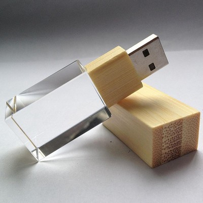 Transparent Casing PCB USB Drive with Detachable Wood Casing Cover