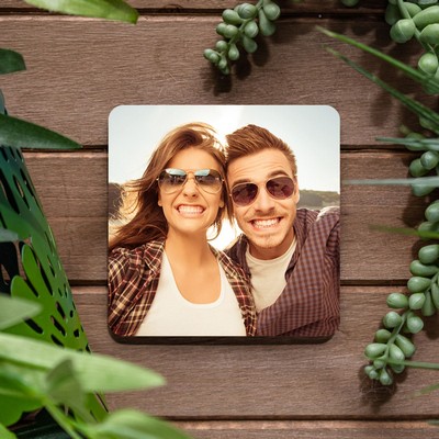 3.75 Inch Square Cork Back Photo Coasters