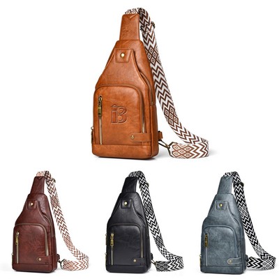 PU Leather Crossbody Chest Bag For Man