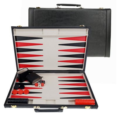 Elegant Leatherette Backgammon Set - 18 x 11 in. closed